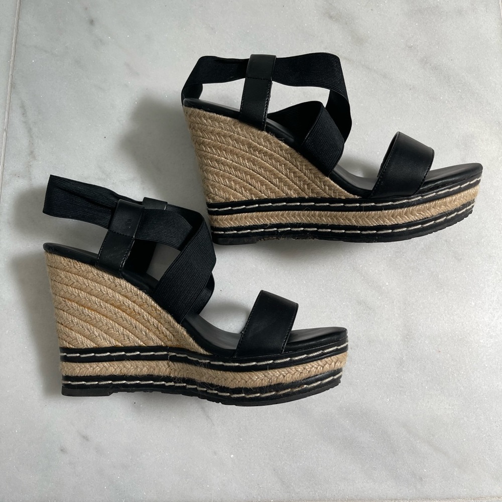 Charles by Charles David Black Elastic Strappy Espadrilles